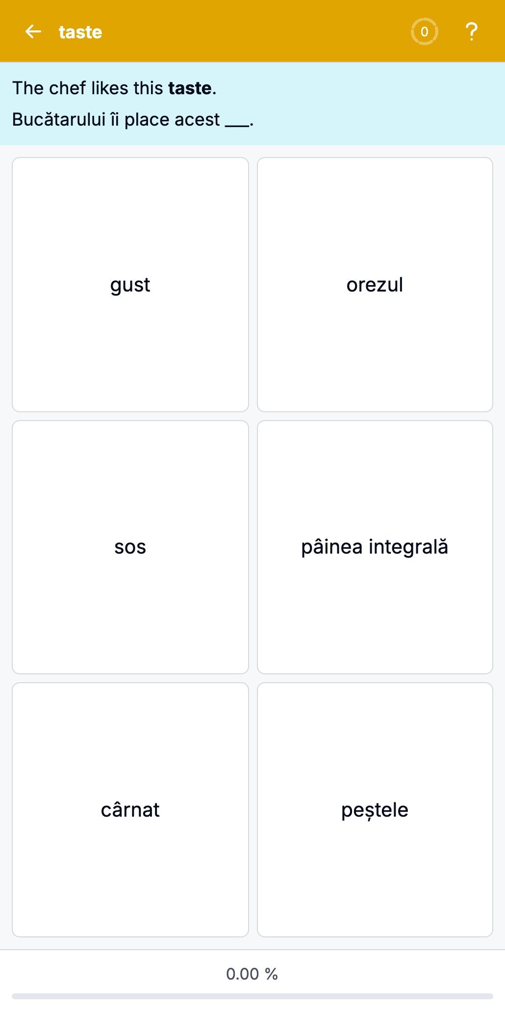 Romanian exercise with a masked sentence and answer choices