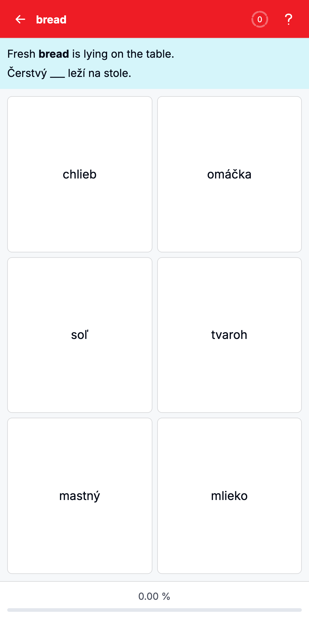 Slovak exercise with a masked sentence and answer choices