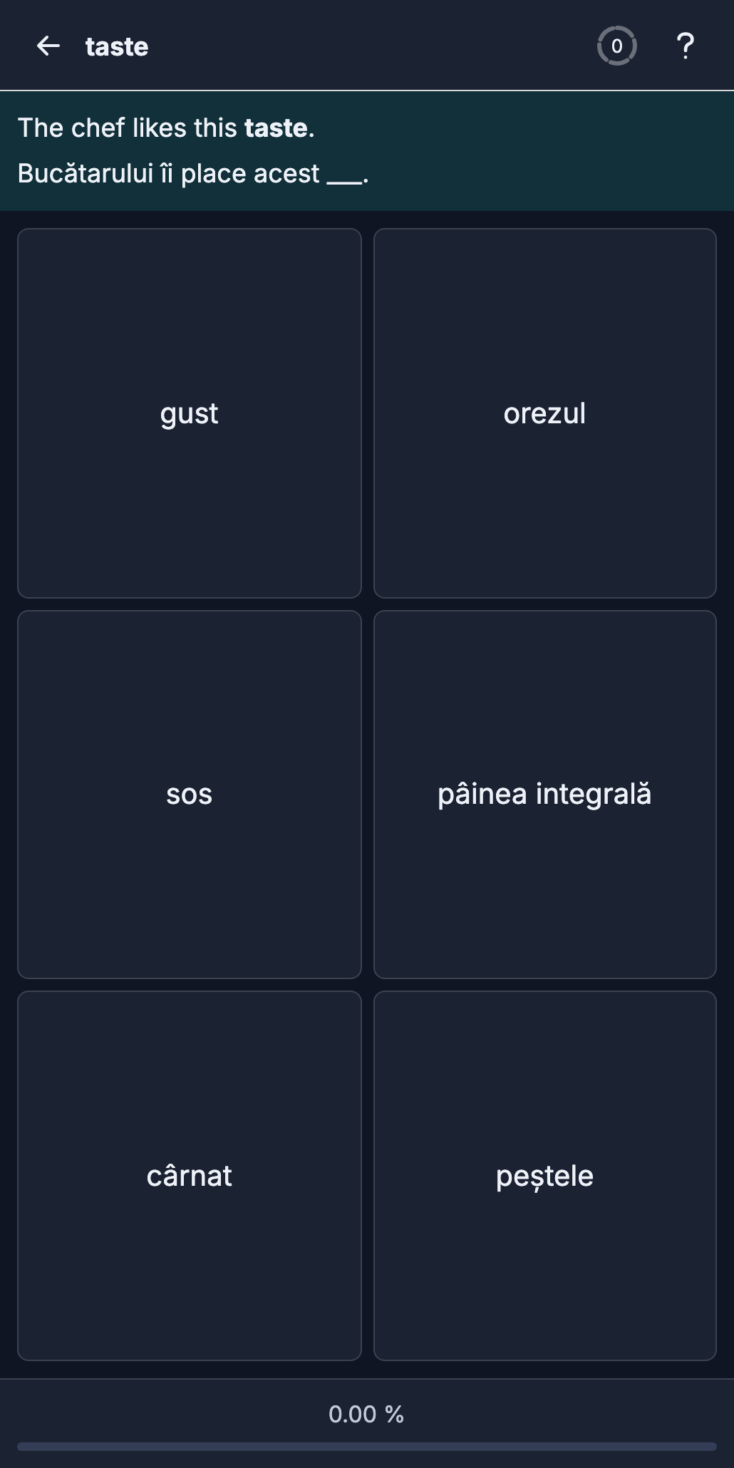 Romanian exercise with a masked sentence and answer choices