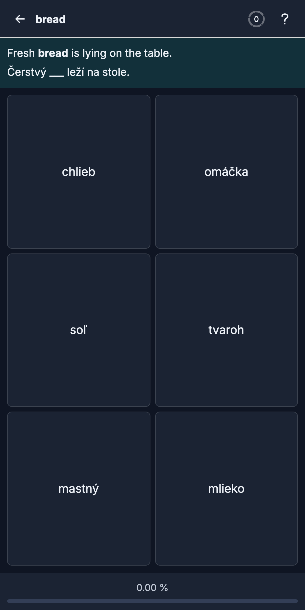 Slovak exercise with a masked sentence and answer choices