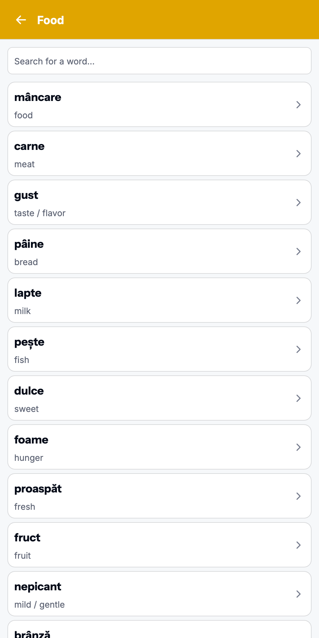 List of Romanian words with translations