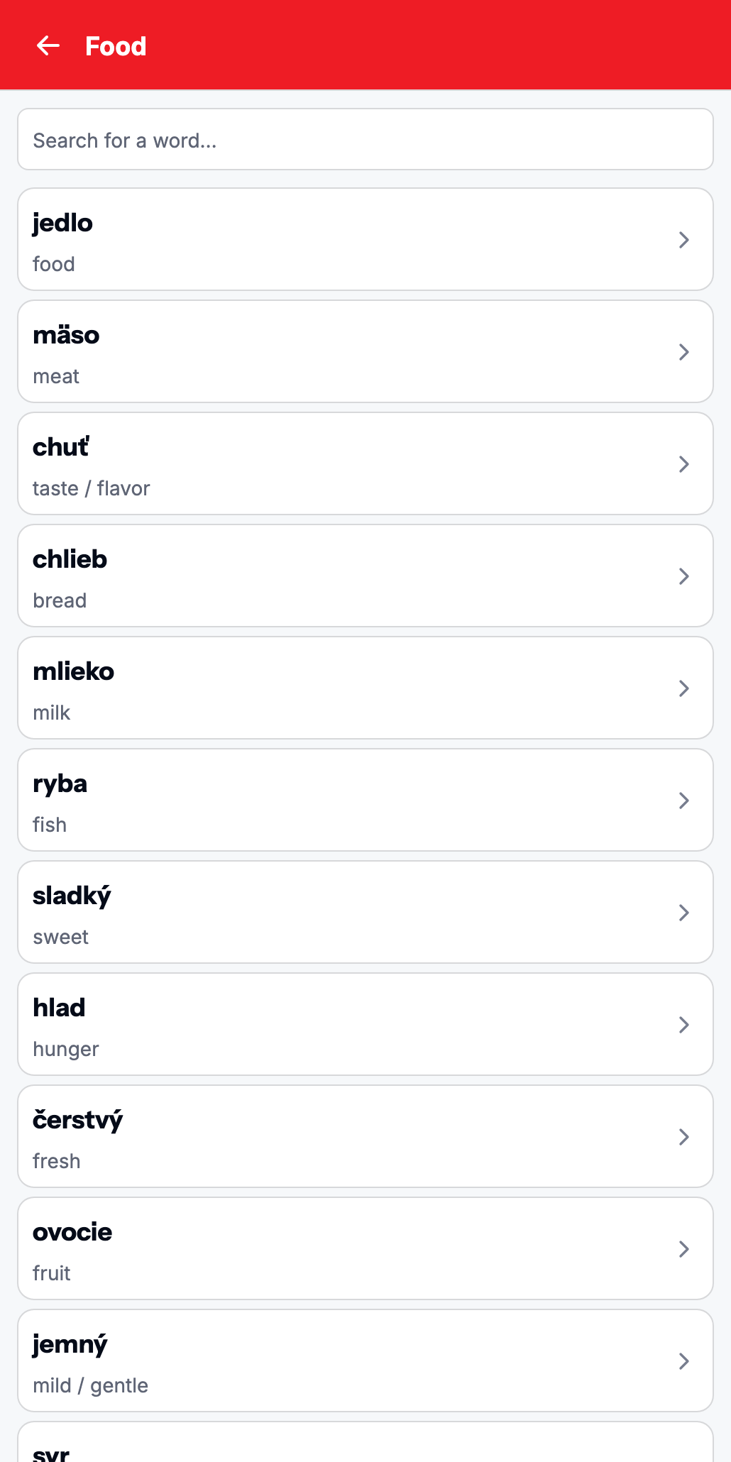 List of Slovak words with translations