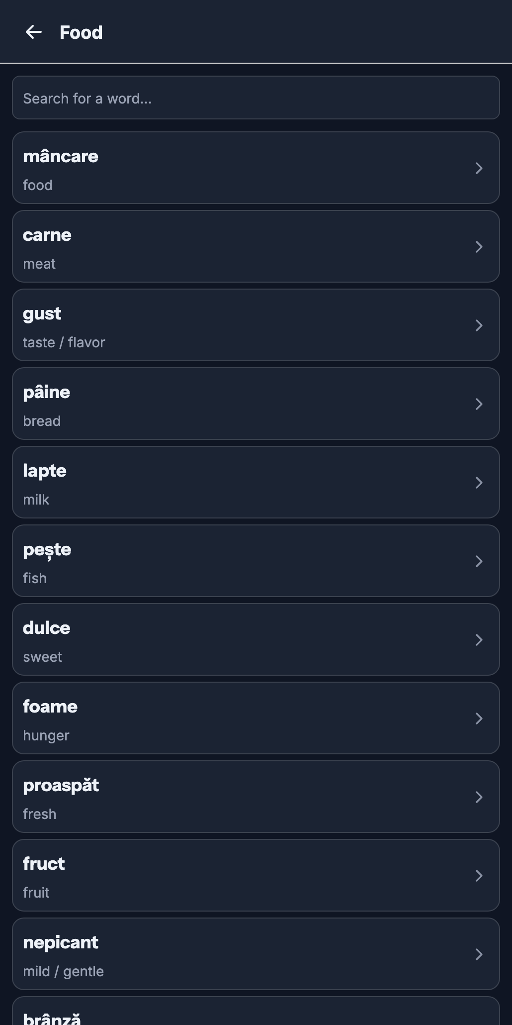 List of Romanian words with translations